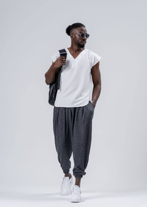 Штани вільного крою з малюнками сірого кольору MFStore Изображение Штани вільного крою з малюнками сірого кольору MFStore