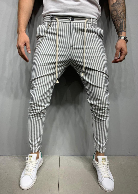 Брюки в полоску с белым шнурком MFStore Изображение Брюки в полоску с белым шнурком MFStore