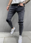 Изображение Узкие джинсы рванные с рифлением на коленях серые MFStore