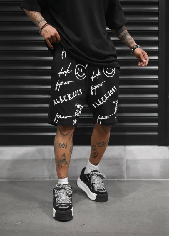 Шорти оверсайз принтовані чорні MFStore Изображение Шорти оверсайз принтовані чорні MFStore