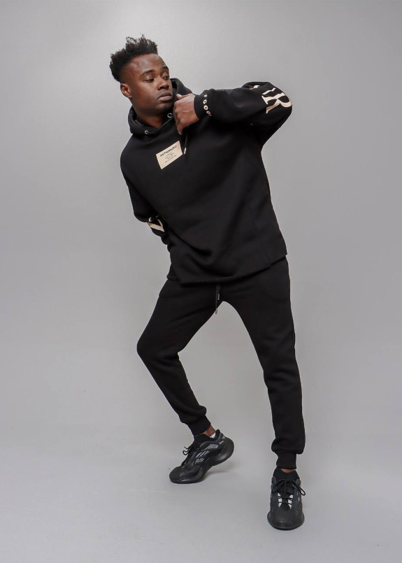 Чоловічий костюм оверсайз с необробленим краєм та принтами чорний MFStore Изображение Чоловічий костюм оверсайз с необробленим краєм та принтами чорний MFStore