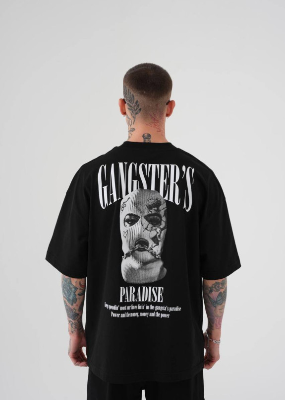Футболка оверсайз з текстом і принтом paradise чорна MFStore Изображение Футболка оверсайз з текстом і принтом paradise чорна MFStore