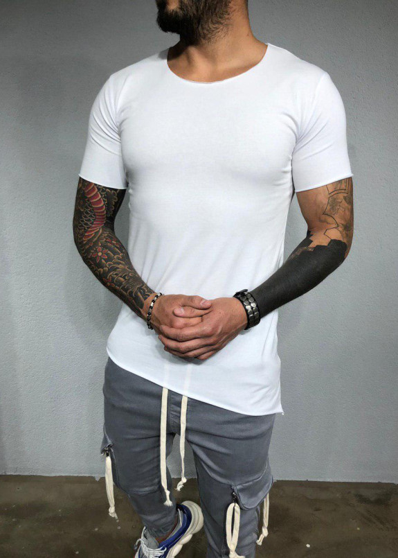 Футболка с косым срезом белая MFStore Изображение Футболка с косым срезом белая MFStore