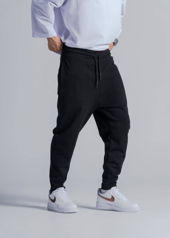 Спортивні штани звужені без манжету знизу чорні MFStore Изображение Спортивні штани звужені без манжету знизу чорні MFStore