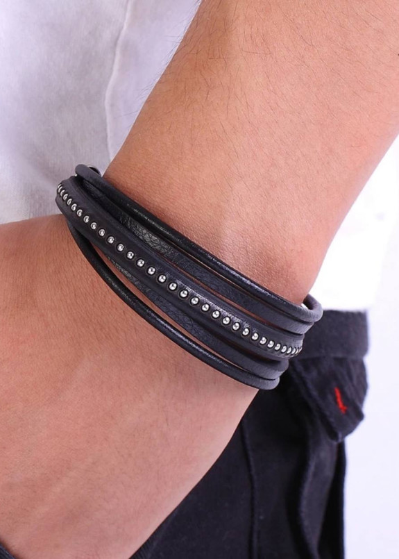 Браслет шкіряний багатошаровий хром MFStore Изображение Браслет шкіряний багатошаровий хром MFStore