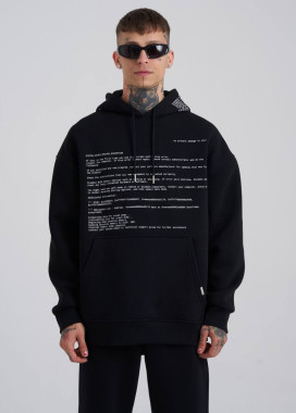 Худі чоловічий оверсайз з текстом чорний MFStore Изображение Худі чоловічий оверсайз з текстом чорний MFStore