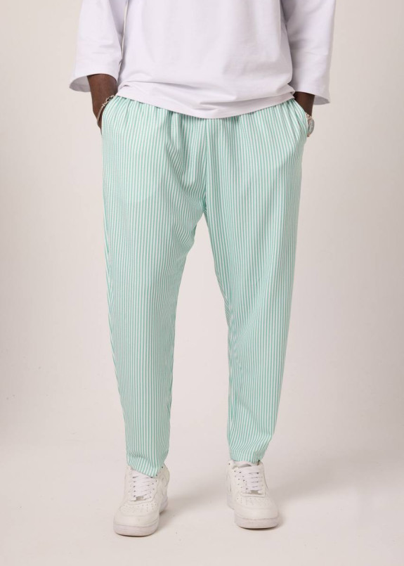 Брюки вільного крою ментолові у білу смужку MFStore Изображение Брюки вільного крою ментолові у білу смужку MFStore