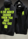 Худи черное с салатовыми вставками life is so much Mfstore Изображение Худи черное с салатовыми вставками life is so much Mfstore
