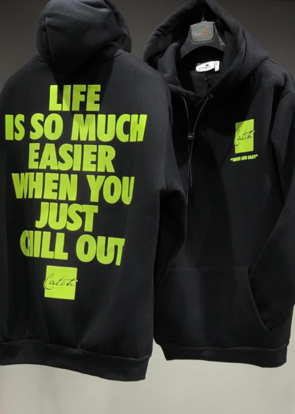 Худи черное с салатовыми вставками life is so much Mfstore Изображение Худи черное с салатовыми вставками life is so much Mfstore