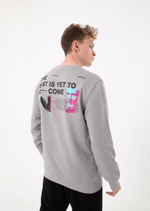 Кофта чоловіча з текстом на спині та грудях сіра MFStore Изображение Кофта чоловіча з текстом на спині та грудях сіра MFStore