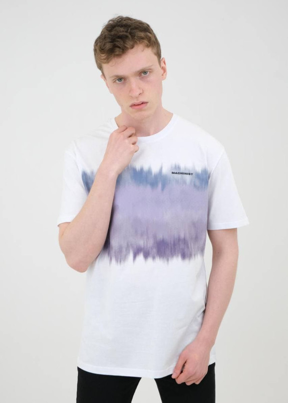 Футболка мужская с градиентным принтом на груди белая MFStore Изображение Футболка мужская с градиентным принтом на груди белая MFStore