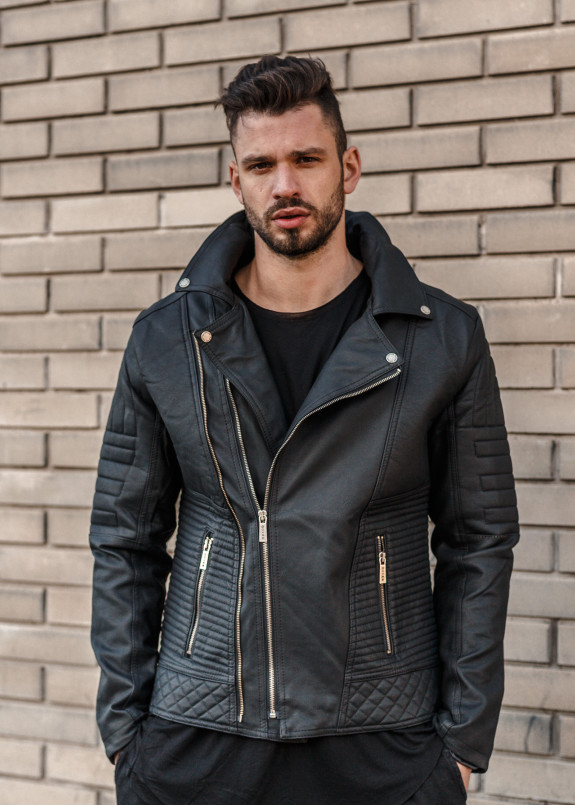 Куртка из эко-кожи с рифлеными вставками MFSTORE Изображение Куртка из эко-кожи с рифлеными вставками MFSTORE