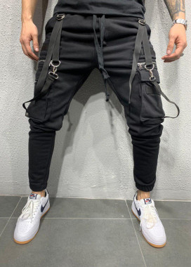 Спортивные штаны с накладными карманами и завязками Изображение Спортивные штаны с накладными карманами и завязками