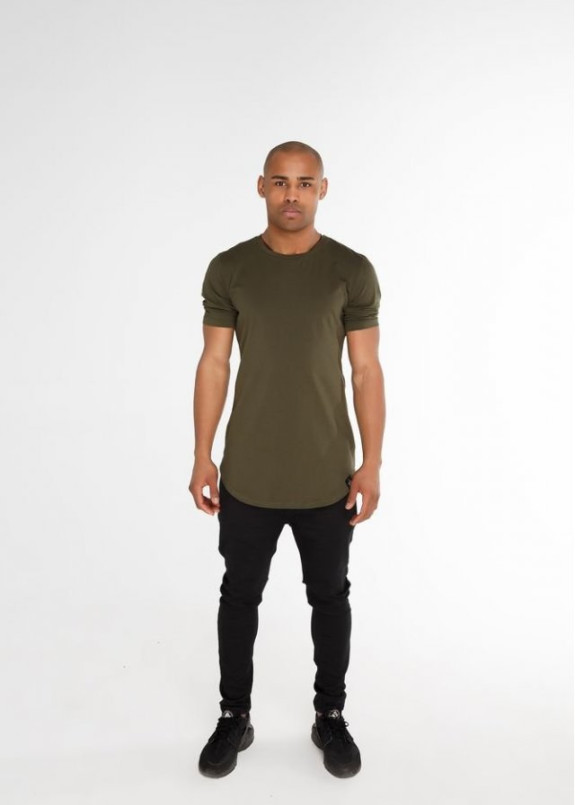 Футболка мужская базовая с круглым низом хаки Black Limit Изображение Футболка мужская базовая с круглым низом хаки Black Limit