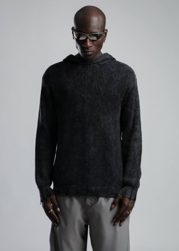 Светр оверсайз виварений з капюшоном темно-сірий MFStore Изображение Светр оверсайз виварений з капюшоном темно-сірий MFStore