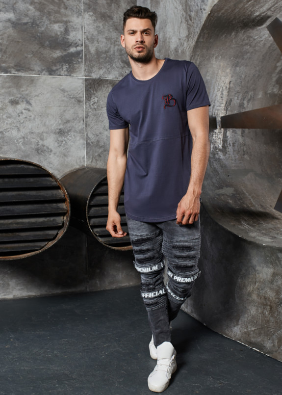 Футболка с молнией сбоку и лого на груди серая MFStore Изображение Футболка с молнией сбоку и лого на груди серая MFStore