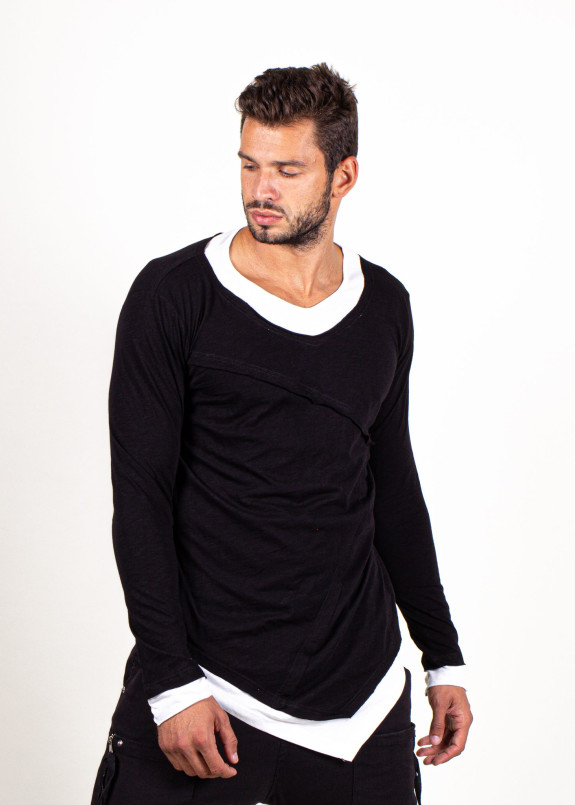 Ассиметричный лонгслив с белой вставкой MFS Изображение Ассиметричный лонгслив с белой вставкой MFS