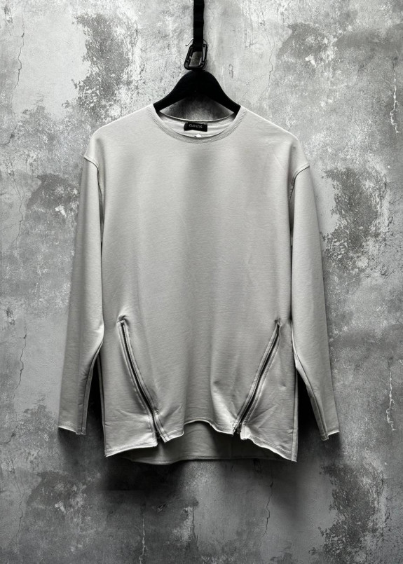 Лонгслів оверсайз з блискавками знизу сірий MFStore Изображение Лонгслів оверсайз з блискавками знизу сірий MFStore