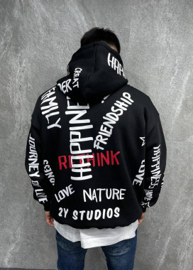 Худи оверсайз с разноцветными принтами на флисе MFStore Изображение Худи оверсайз с разноцветными принтами на флисе MFStore