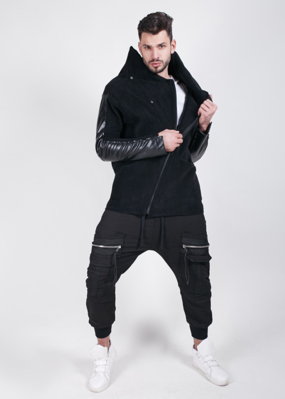 Кофта на флисе с кожаными вставками MFS Brand Изображение Кофта на флисе с кожаными вставками MFS Brand