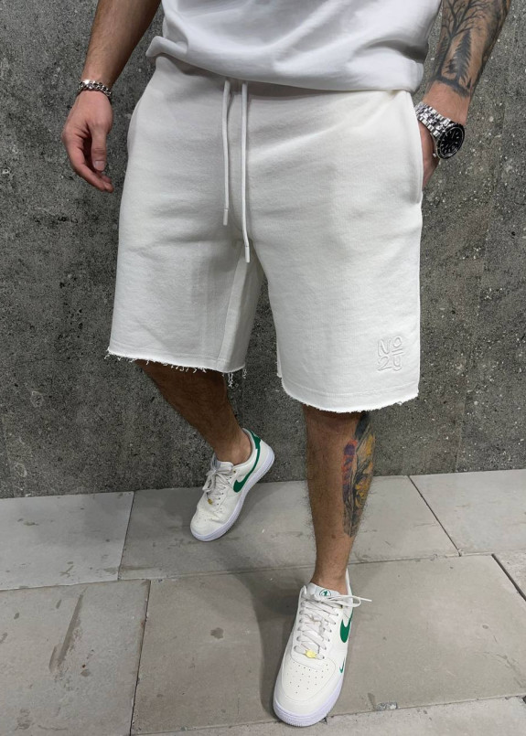 Шорти оверсайз чоловічі з необробленим краєм білі MFStore Изображение Шорти оверсайз чоловічі з необробленим краєм білі MFStore