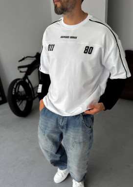 Стильний світшот з подвійним рукавом 80 білий MFStore Изображение Стильний світшот з подвійним рукавом 80 білий MFStore