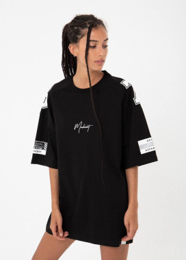 Футболка оверсайз унисекс с текстом и принтами Mfstore Изображение Футболка оверсайз унисекс с текстом и принтами Mfstore