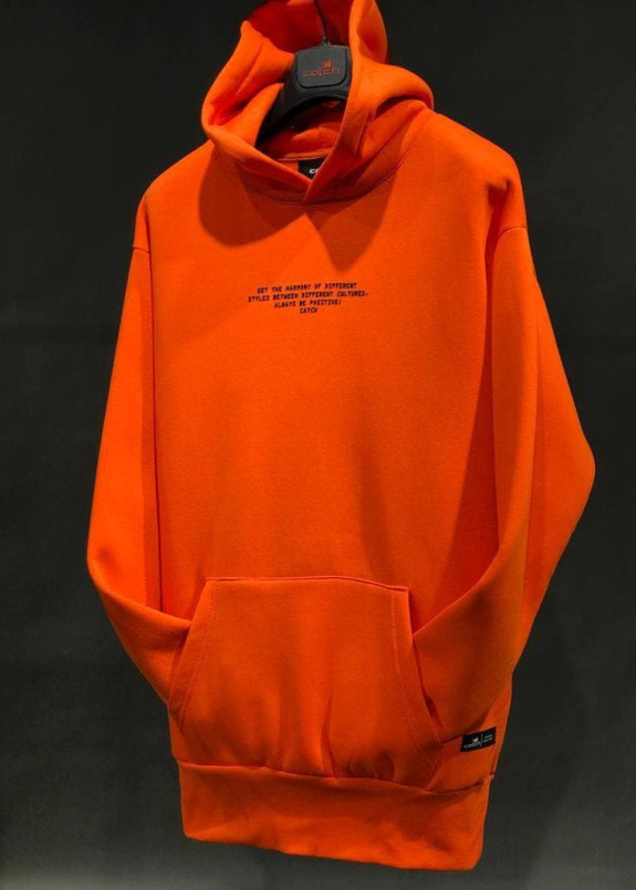 Худи оверсайз с текстом на груди оранж MFStore Изображение Худи оверсайз с текстом на груди оранж MFStore