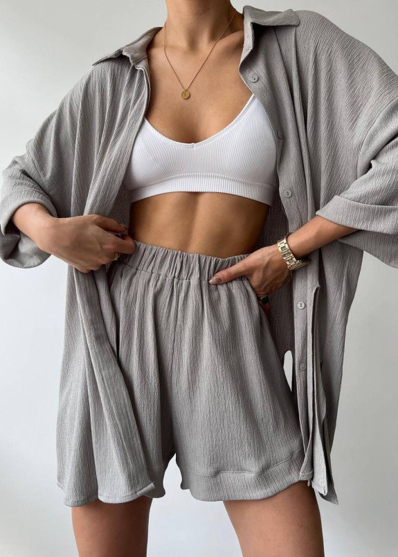 Костюм вільного крою жіночий з шортами і подовженою рубашкою MFStore Изображение Костюм вільного крою жіночий з шортами і подовженою рубашкою MFStore