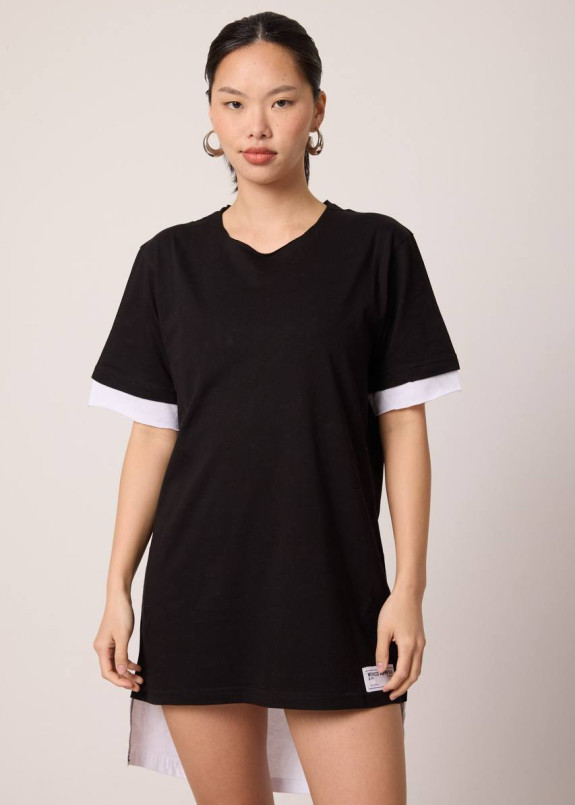 Стильна дизайнерська футболка з подовженою спинкою унісекс чорна MFStore Изображение Стильна дизайнерська футболка з подовженою спинкою унісекс чорна MFStore