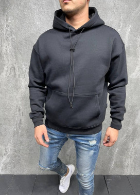 Худи мужское базовое со шнурками черное MFStore Изображение Худи мужское базовое со шнурками черное MFStore