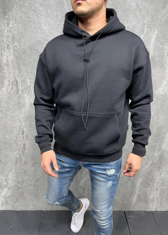 Худи мужское базовое со шнурками черное MFStore Изображение Худи мужское базовое со шнурками черное MFStore
