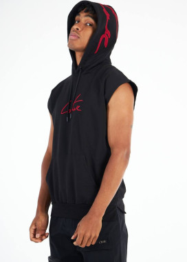 Безрукавка чоловіча з вишивкою і капюшоном чорна MFStore Изображение Безрукавка чоловіча з вишивкою і капюшоном чорна MFStore