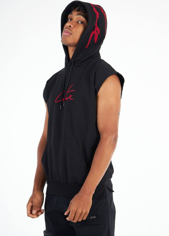 Безрукавка чоловіча з вишивкою і капюшоном чорна MFStore Изображение Безрукавка чоловіча з вишивкою і капюшоном чорна MFStore