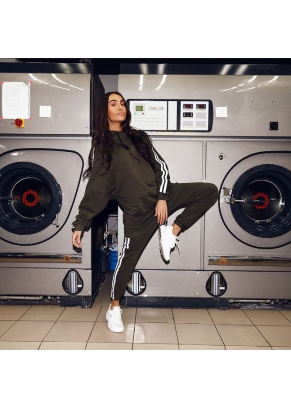 Штаны женские Sport с лампасами хаки Изображение Штаны женские Sport с лампасами хаки