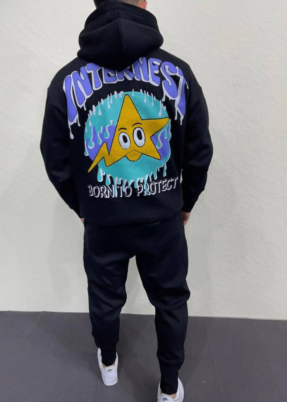 Костюм оверсайз чоловічий на флісі чорний MFStore Изображение Костюм оверсайз чоловічий на флісі чорний MFStore