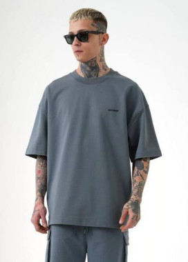 Футболка оверсайз базова з лого сіра MFStore Изображение Футболка оверсайз базова з лого сіра MFStore