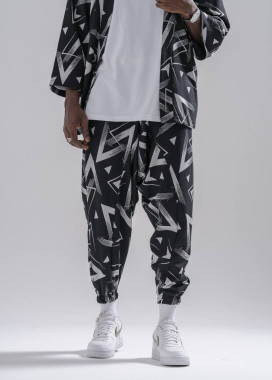 Модні штани вільного крою галіфе чорно-білі MFStore Изображение Модні штани вільного крою галіфе чорно-білі MFStore