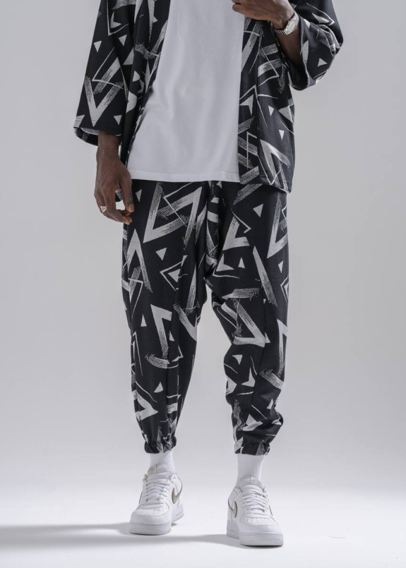 Модні штани вільного крою галіфе чорно-білі MFStore Изображение Модні штани вільного крою галіфе чорно-білі MFStore