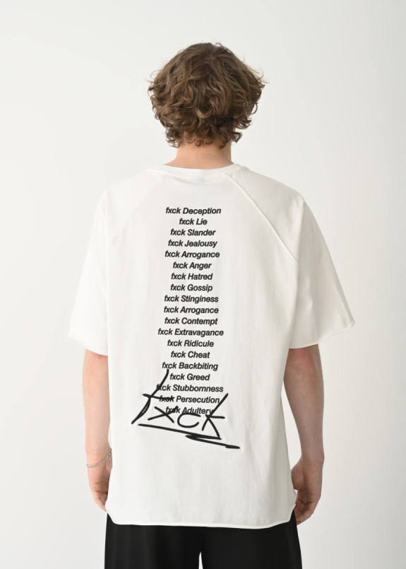 Оверсайз футболка з текстом fxck біла MFStore Изображение Оверсайз футболка з текстом fxck біла MFStore