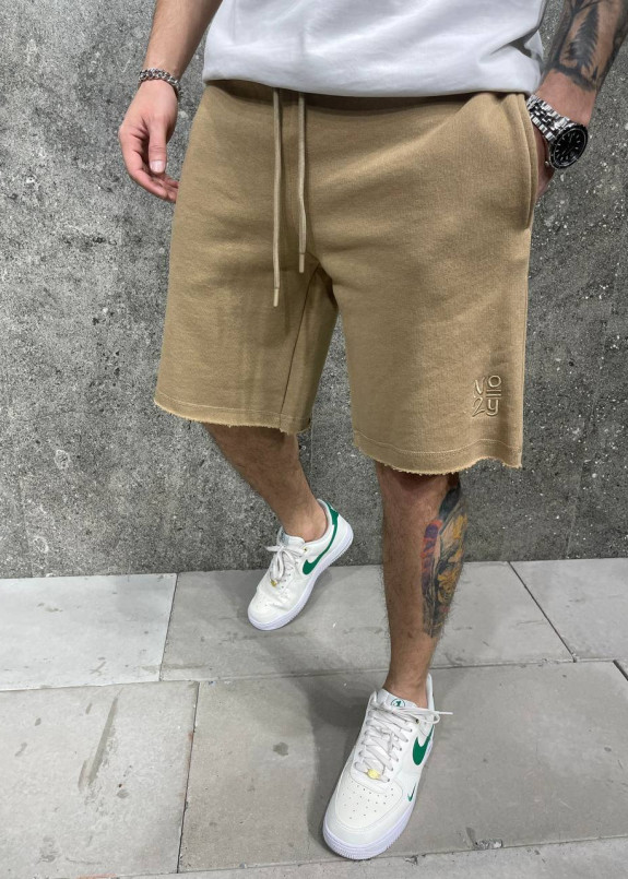 Шорти оверсайз чоловічі з необробленим краєм пісок MFStore Изображение Шорти оверсайз чоловічі з необробленим краєм пісок MFStore