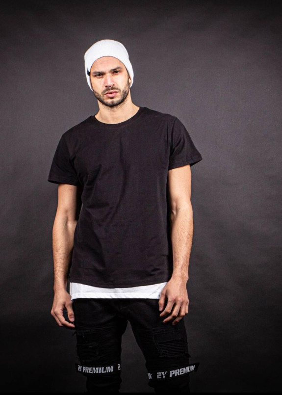 Футболка черная базовая с белой вставкой снизу MFStore Изображение Футболка черная базовая с белой вставкой снизу MFStore