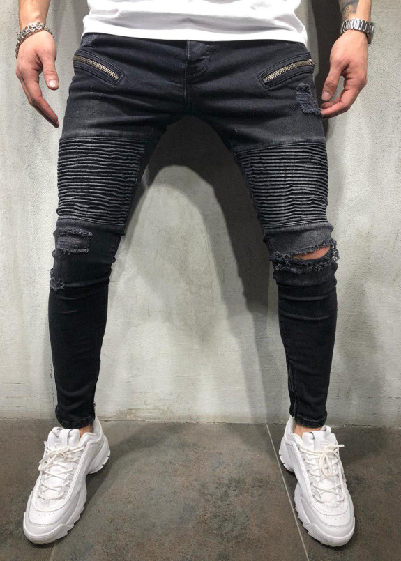 Джинсы с рифлением и молниями на карманах MFStore Изображение Джинсы с рифлением и молниями на карманах MFStore