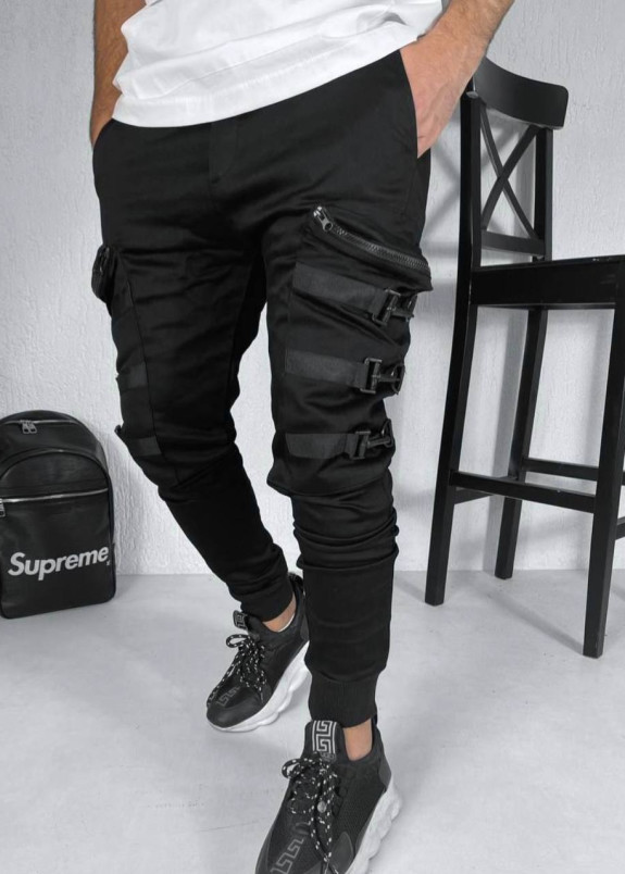 Джоггери карго чоловічі зі стропами чорні MFStore Изображение Джоггери карго чоловічі зі стропами чорні MFStore
