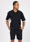 Костюм літній з футболкою поло і білими смужками чорний MFStore Изображение Костюм літній з футболкою поло і білими смужками чорний MFStore