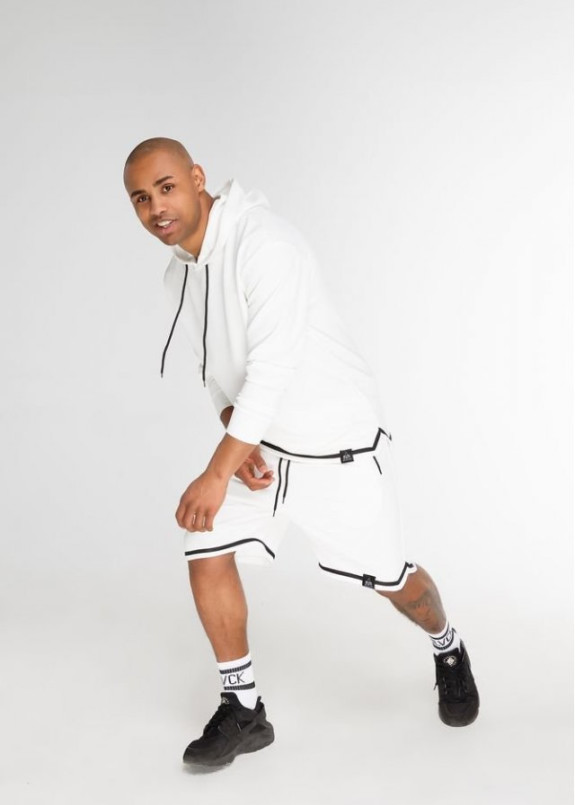 Шорты мужские структурные с полоской внизу белые Изображение Шорты мужские структурные с полоской внизу белые