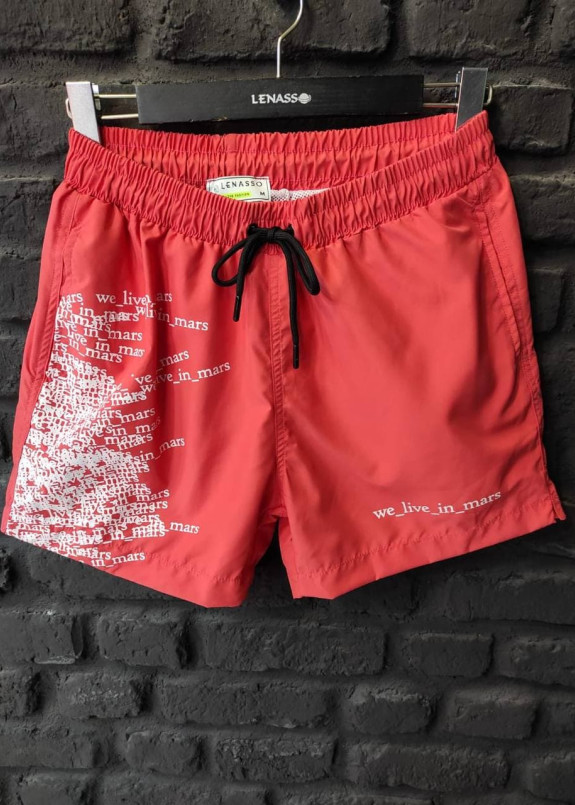 Шорты плавательные мужские c текстом коралловый Mfstore Изображение Шорты плавательные мужские c текстом коралловый Mfstore