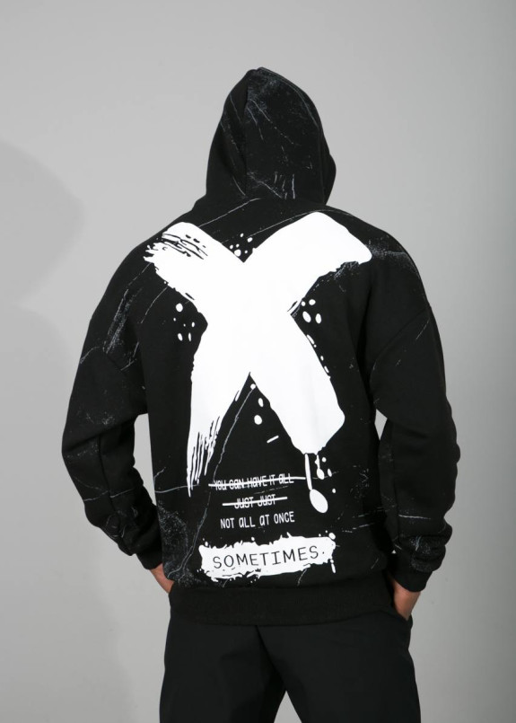Худі оверсайз чорний з принтом на спині MFStore Изображение Худі оверсайз чорний з принтом на спині MFStore