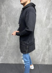 Изображение Оверсайз худи с капюшоном и молниями по бокам черное MFStore