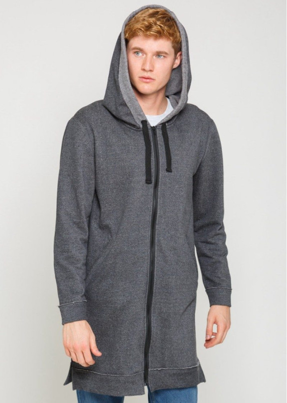 Мужской удлиненный графитовый балахон Street style Изображение Мужской удлиненный графитовый балахон Street style